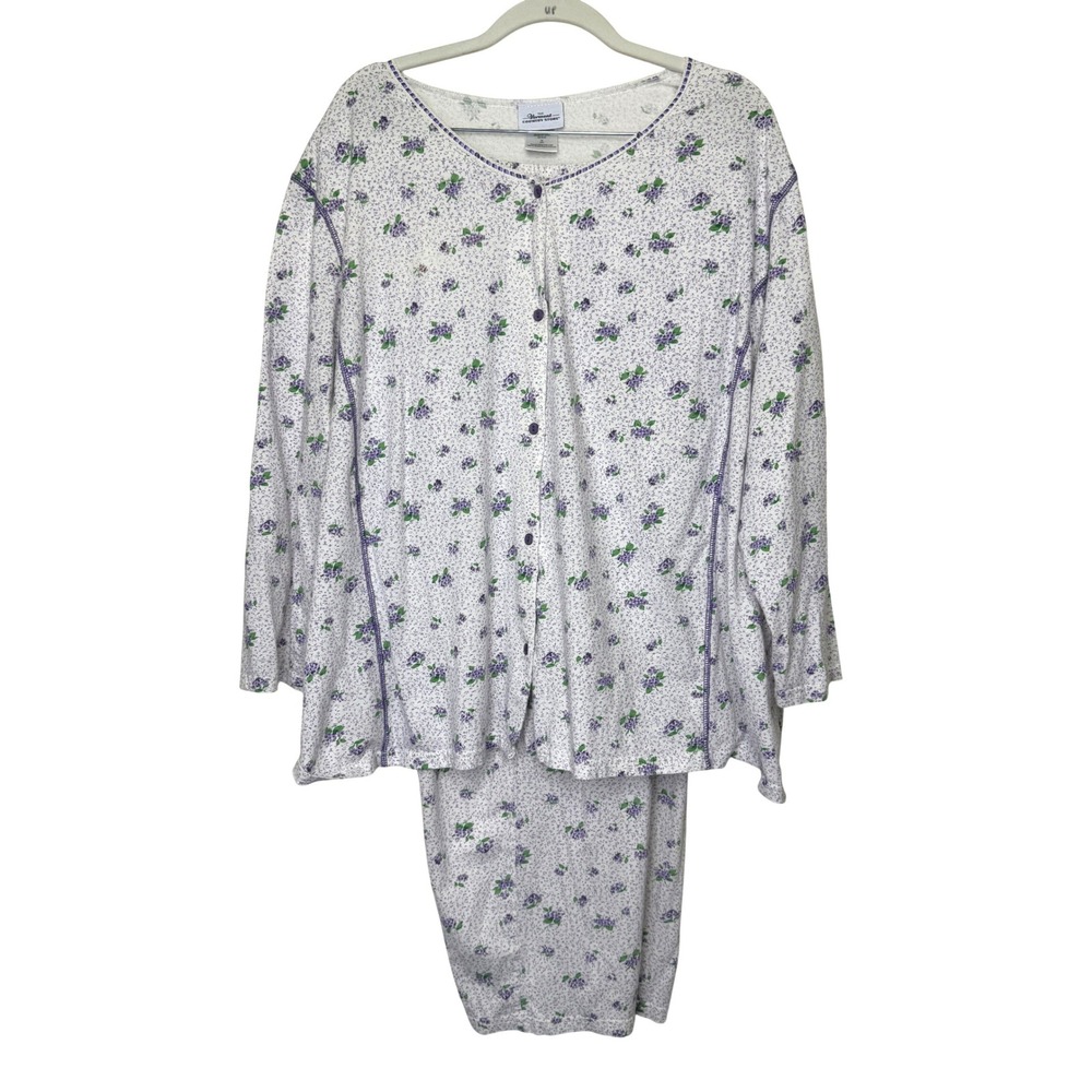 The Vermont Country Store Sweet Violets Cotton Knit Pajama 3X